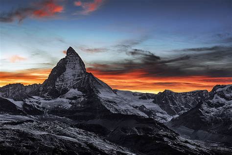 Matterhorn, nature, sunset, Switzerland, mountains, sky, dark, HD ...