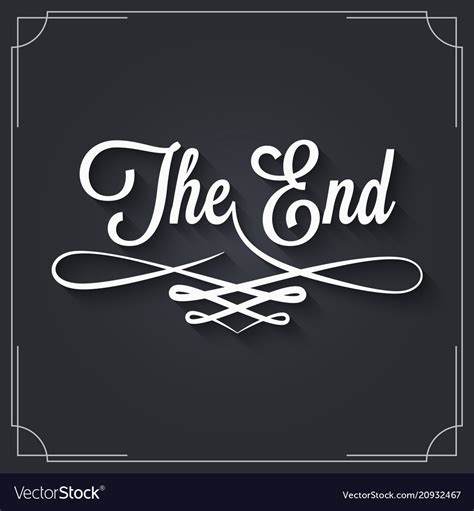 End sign vintage movie ending frame on black Vector Image