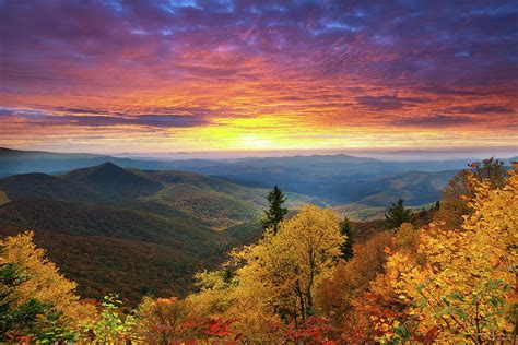 Blue Ridge Parkway Sunset - Golden Hues Photograph by Susan Stanton