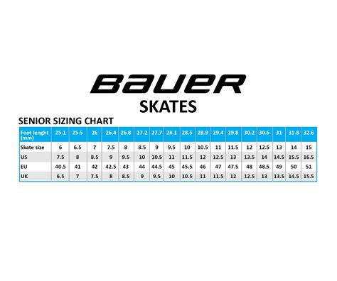 Bauer Roller Skates Size Chart