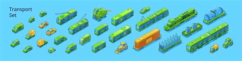 Set transport, isometric cars transportation modes 12861957 Vector Art at Vecteezy