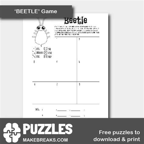 Free Printable Beetle Drive Game - Make Breaks