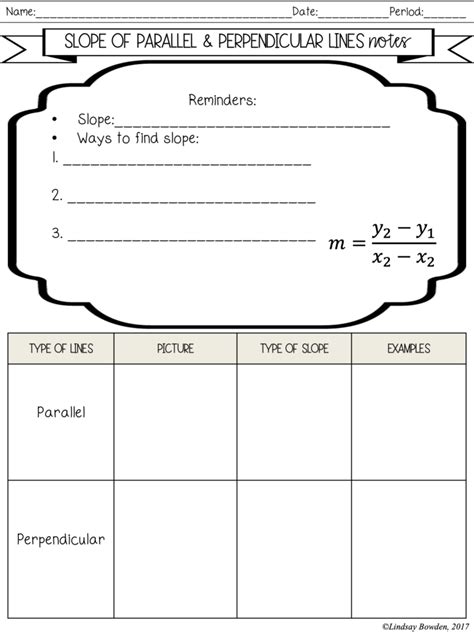 Slope of Parallel and Perpendicular Lines Notes and Worksheets ...