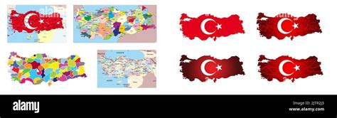 Turkey map with flag. Vector Illustration. Turkey Flag, National flag of Turkey. Vector Stock ...