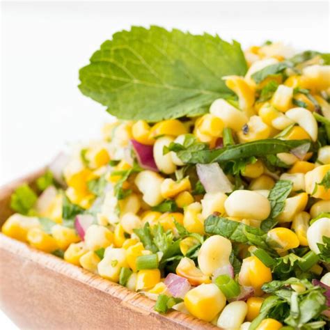 roasted corn salad with fresh herbs - hot for food