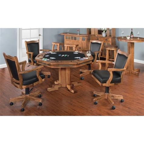 Sunny Designs Sedona (Pedestal Base) Poker & Dining Table Set with Matching Chairs - Americana ...