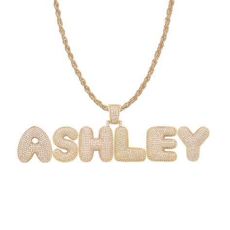 Name Bubble Letter Necklace for Ashley Name Crystal Necklace | Etsy