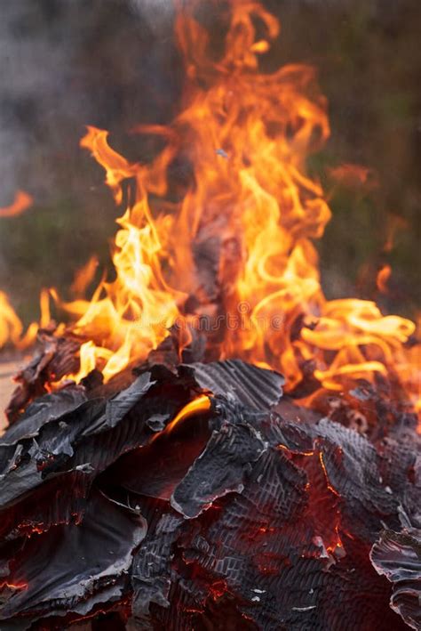 Pile of Burning Cardboard and Waste Paper Stock Image - Image of ...