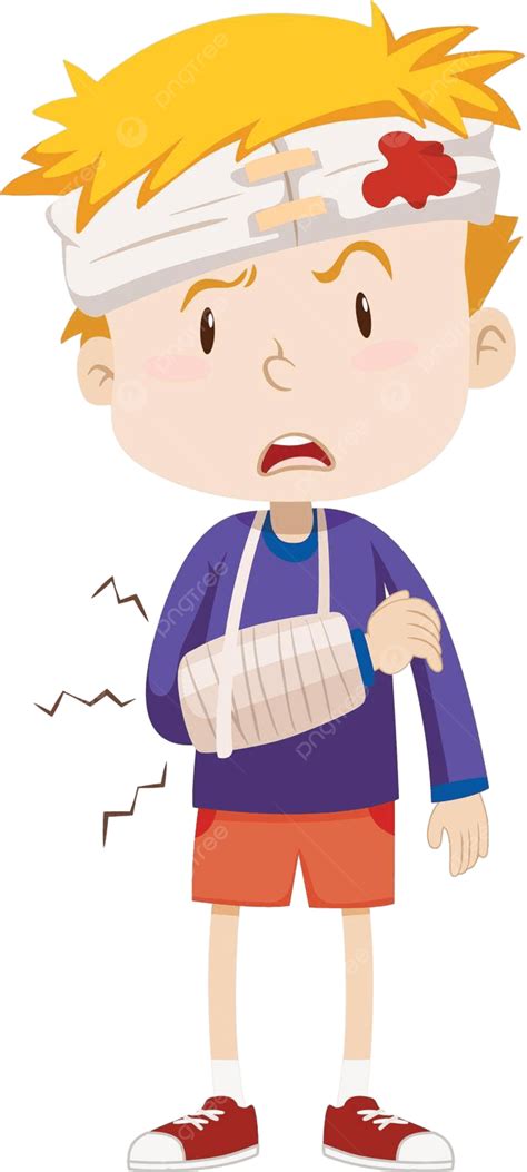 Boy Having Head And Arm Injury Broken Bone Small Injured Vector, Broken Bone, Small, Injured PNG ...