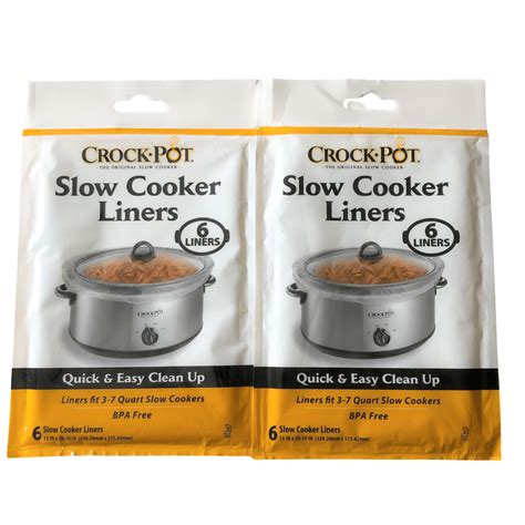 Crock-pot Slow Cooker Liners Fits 3-7 Quart Slow Cookers 6-Liners -2 ...