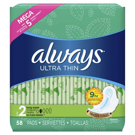 Always Ultra Thin, Size 2, Super Pads With Wings, Unscented (Choose Count) - Walmart.com