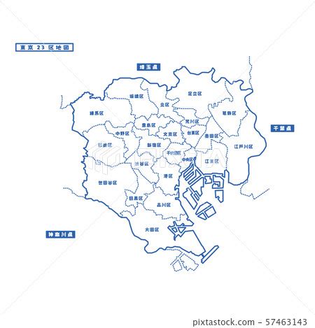 Tokyo 23 wards map simple white map city - Stock Illustration [57463143 ...