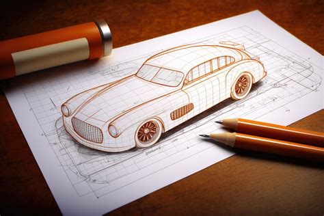 Premium AI Image | Car design sketch on a sheet of graph paper for technical drawing created ...