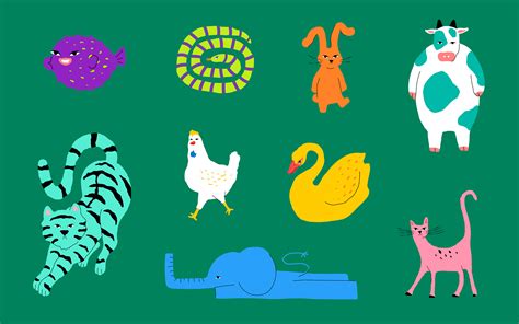 Funky Animal Illustrations Design Set on Behance