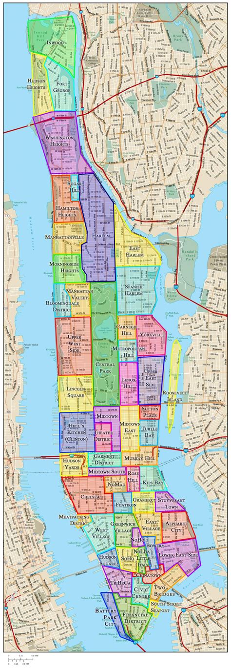 Map of Manhattan neighborhood: surrounding area and suburbs of Manhattan