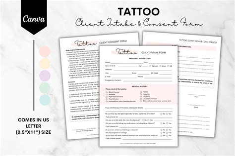 Tattoo Intake & Consent Form Template 1 Afbeelding door Sundiva Design · Creative Fabrica