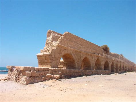 Ancient Caesarea Aqueduct in Israel, Herodian period, Bible History ...