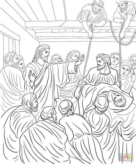 Jesus Heals Paralyzed Man Coloring Page Coloring Pages