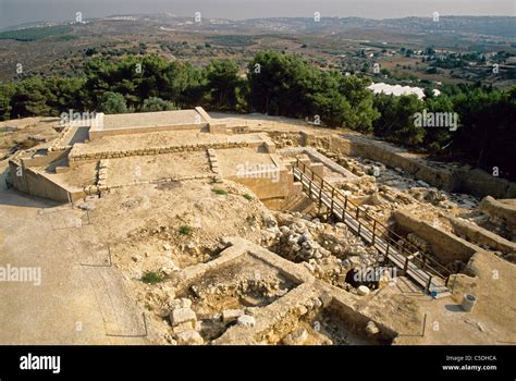 Tel of Megiddo, archaeological site of ancient city in Jezreel Valley Stock Photo, Royalty Free ...