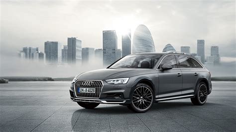 壁紙、1366x768、アウディ、A4 Allroad Quattro, TFSI、灰色、ステーションワゴン、自動車、ダウンロード、写真