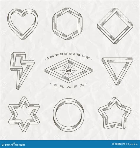 Set of Line Art Tattoo Style Impossible Shapes Stock Vector ...