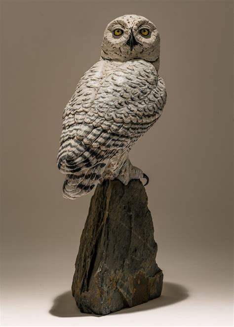 Snowy Owl Sculpture - Nick Mackman Animal Sculpture