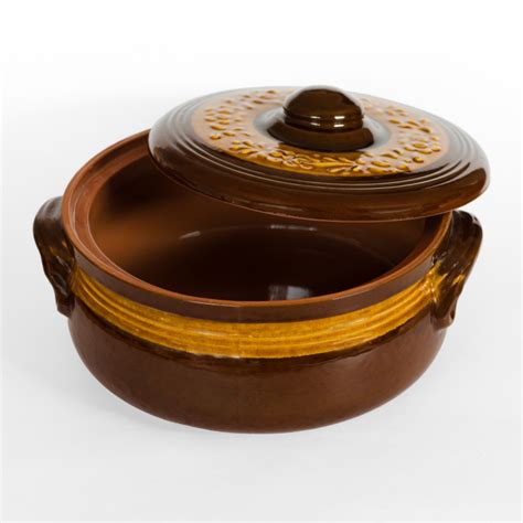 MID-SIZE ROUND GLAZED CLAY POT - Terracotta Cookware