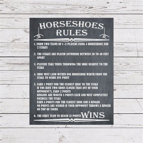 Horseshoes Rules Yard Games Outdoor Game Horseshoes Sign | Etsy | Outdoor party games, Outdoor ...