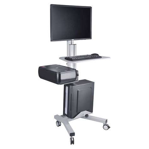 Buy AW Adjustable Rolling Computer Cart Mobile PC Standing Workstation with Monitor Keyboard ...