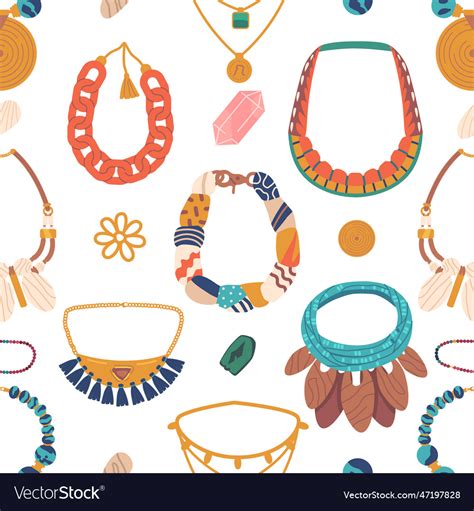 Colorful bead and necklace seamless pattern Vector Image