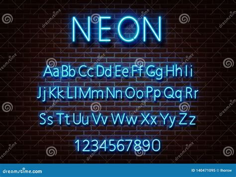 Neon Letter Alphabet Sign Vector. Blue Font Light Sign Isolated On ...