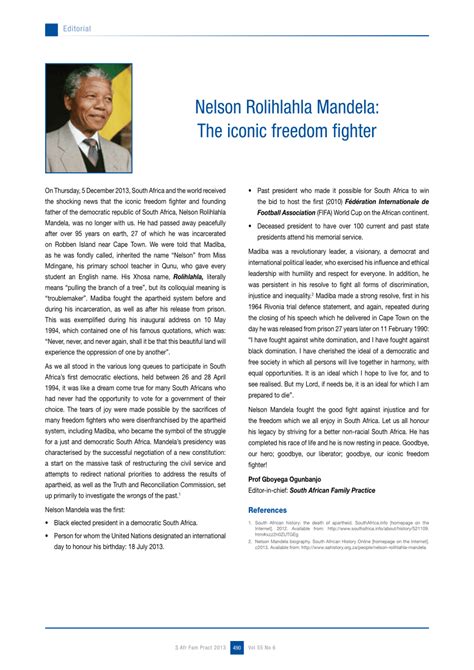 (PDF) Nelson Rolihlahla Mandela: The iconic freedom fighter