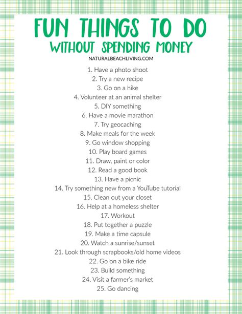 Fun Things To Do Without Spending Money Natural Beach Living Self | My ...