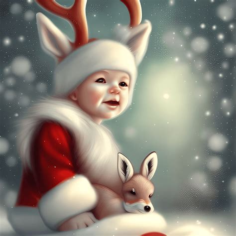 Gorgeous Hyper Realistic Baby White Reindeer Baby Girl Baby Fox Baby ...