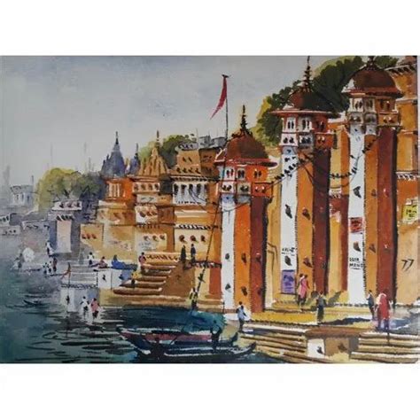 Varanasi Ghat Watercolour Paper Painting at Rs 6000 | Water Colour ...