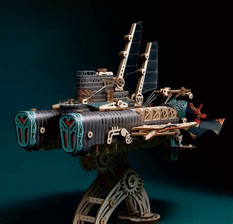 Futuristic Steampunk Airship Model Kit 3D Puzzle for Adults & Teenagers 25cm | Blue Jay Décor ...