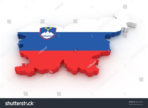 Three Dimensional Map Of Slovenia In Slovenian Flag Colors. Stock Photo 46376938 : Shutterstock