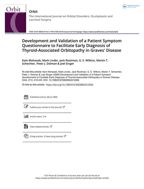 (PDF) Development and Validation of a Patient Symptom Questionnaire to Facilitate Early ...