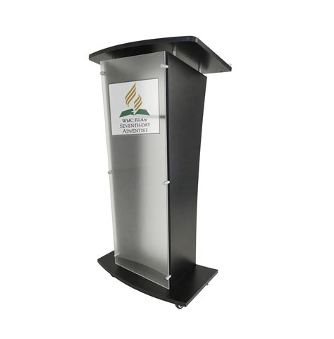 Custom Logo Acrylic Church Podium Pulpit Debate Conference Lectern Plexiglass Lucite Black Wood ...