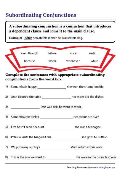 Subordinating Conjunctions Worksheet | Conjunctions worksheet, Subordinating conjunctions ...