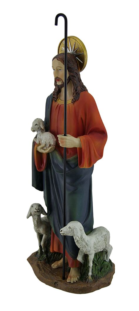 Jesus the Good Shepherd Hand Painted Statue - Zeckos