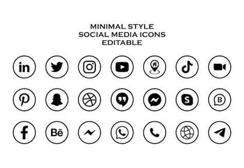 Premium Vector | Minimal Style Social media Icons Editable