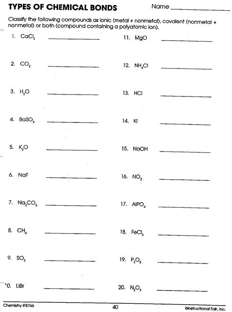 [NEW] Identifying Ionic And Covalent Bonds Worksheet