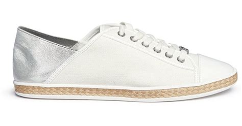 Michael Kors 'kristy' Metallic Leather Canvas Combo Espadrille Sneakers ...