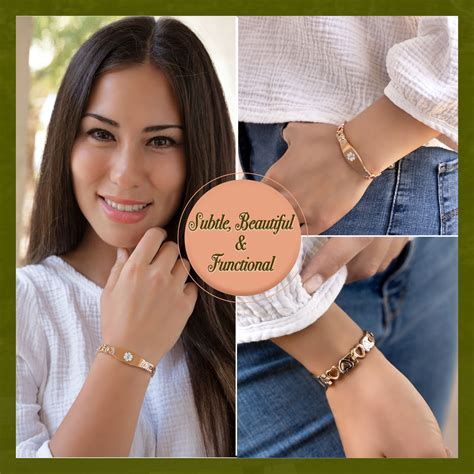 Divoti 2-Tone Heart Link Medical Alert Bracelets for Women with Extender