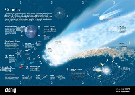 Infographic about formation, structure and composition of a comet, the ...