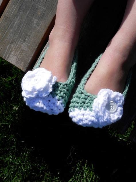 Crochet 100% Cotton Flower Slippers (Available In Eight Sizes 3T-11 Years)