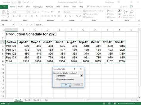 Excel 2019 Formatting: Using the Format as Table Gallery - dummies