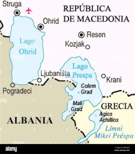 Prespa lakes map.es Stock Photo - Alamy