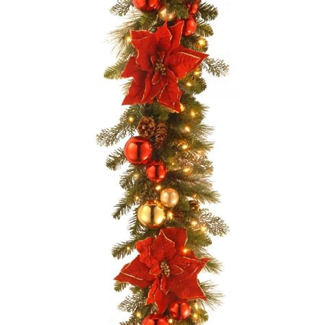 Poinsettia Artificial Christmas Garland at Lowes.com